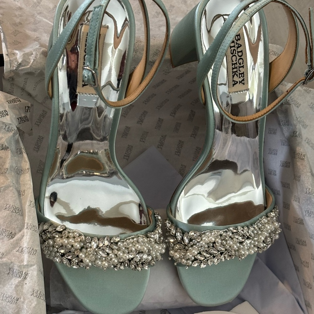 Badgley Mischka Elegant Silver Embellished Heels